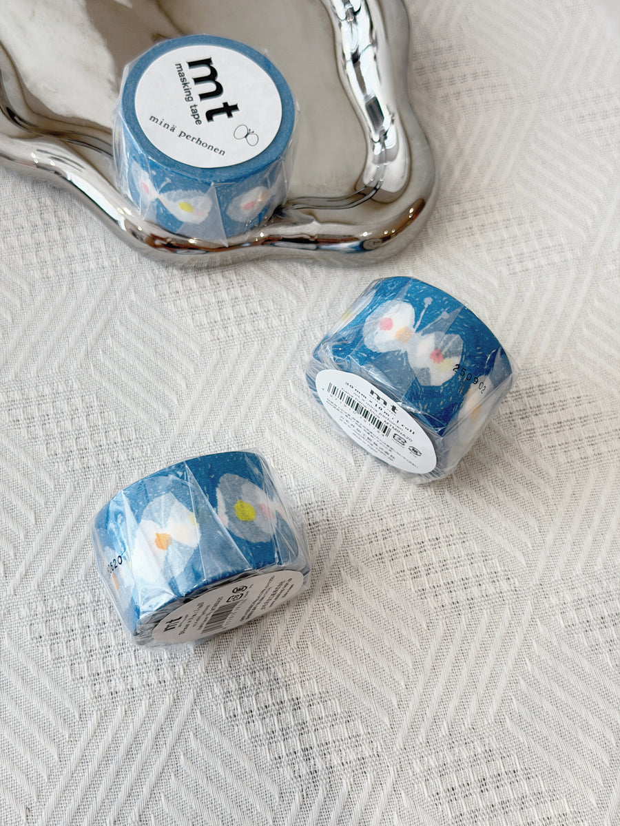 mt x mina perhonen - Washi Tape - Hana Hane Blue - 30mm × 10m