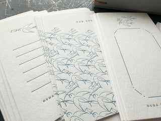 OEDA LETTERPRESS - 6 Birds Design Card Box - Pale Blue