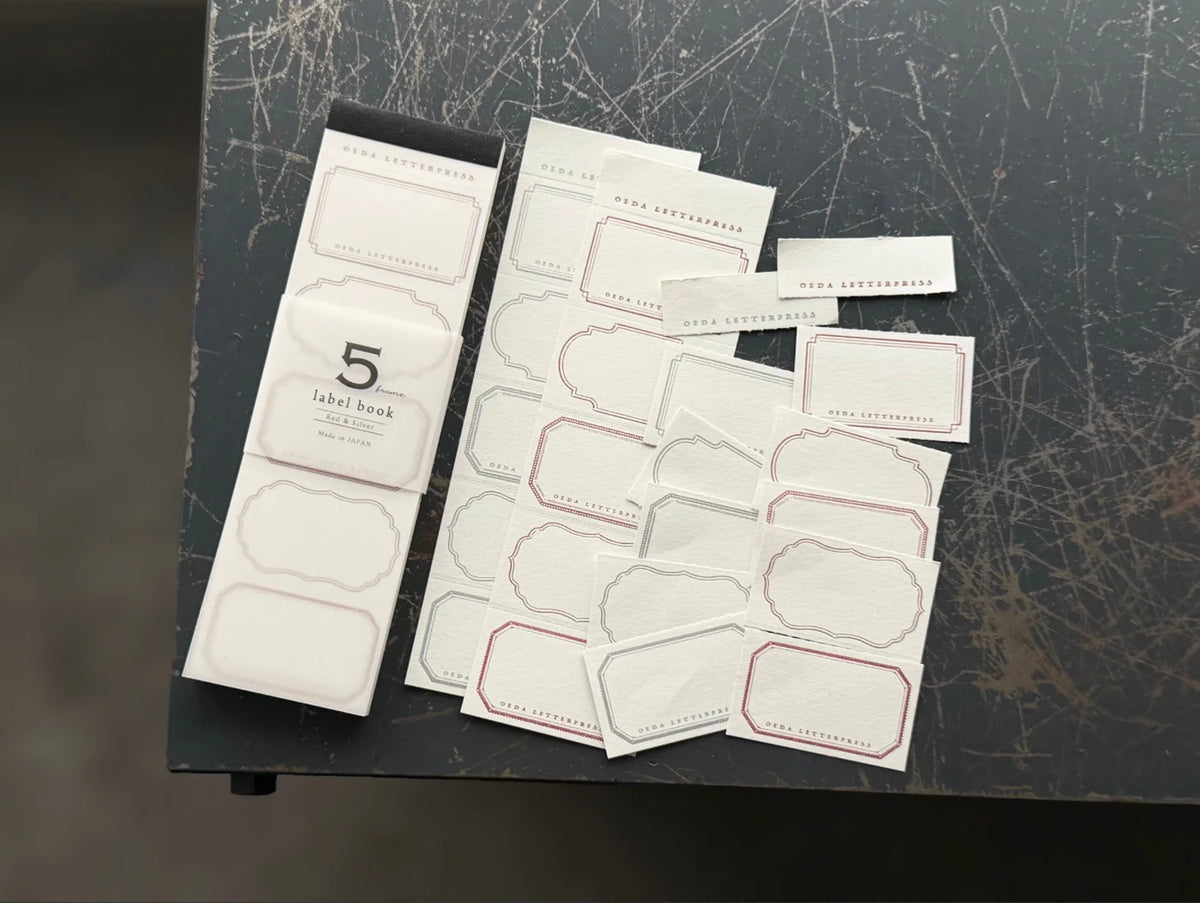 OEDA LETTERPRESS - 5 Frame Label Book - Red & Silver
