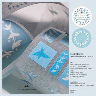 Equal Blue - PET Tape - Stray Birds - 60mm × 5m