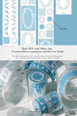 Equal Blue - PET Tape - Stray Birds - 60mm × 5m