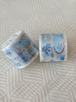 Pukapuka - PET Tape - Silver Flake Blue - 40mm × 5m