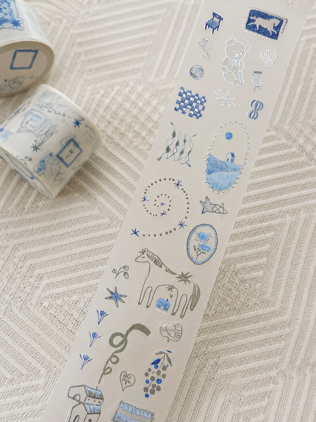 Pukapuka - PET Tape - Silver Flake Blue - 40mm × 5m