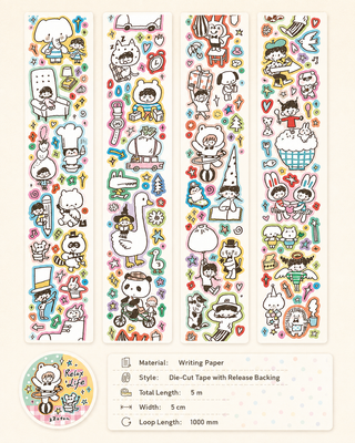ZZOTON - Sticker Tape - Doodle - 50mm × 5m