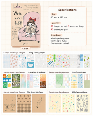 ZZOTON - Memo Pad - Mixed Specialty Paper - 90 Sheets