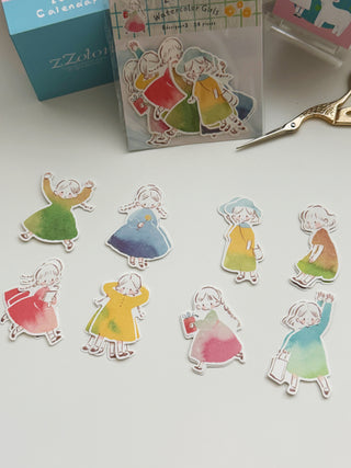 ZZOTON Molinta Watercolour Girl Sticker Pack