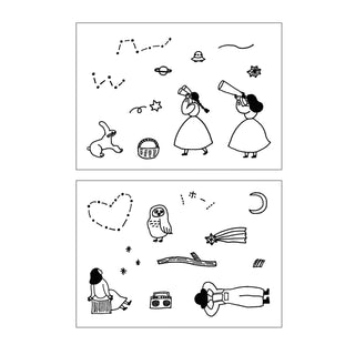 mizushima x necktie - JIZAI Clear Stamp BOX Motif Set - Searching for Stars